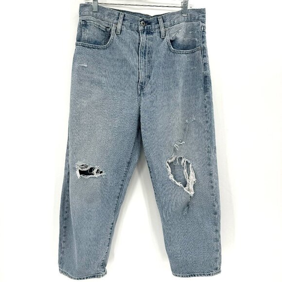 Levi's Made & Crafted BARREL Crop Jeans Light Wash High Rise Distressed 30 Jeans - Picture 1 of 10